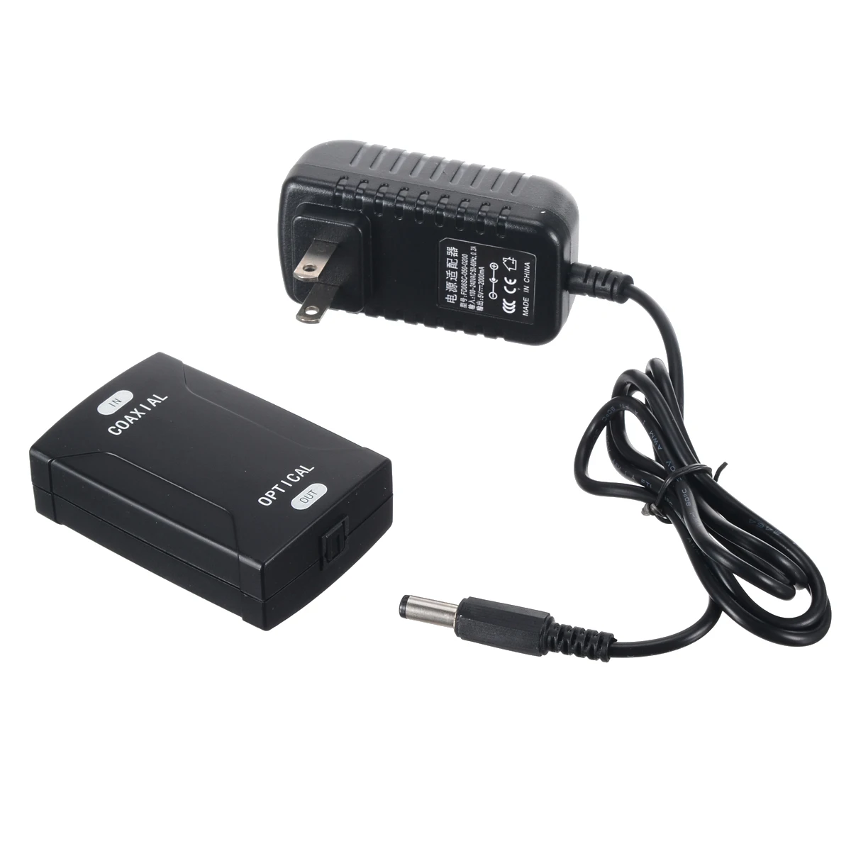 Digital Coax Coaxial RCA to Optical Toslink SPDIF Audio Converter Adapter 9V Coaxial to Optical Digital Audio Signal Converter