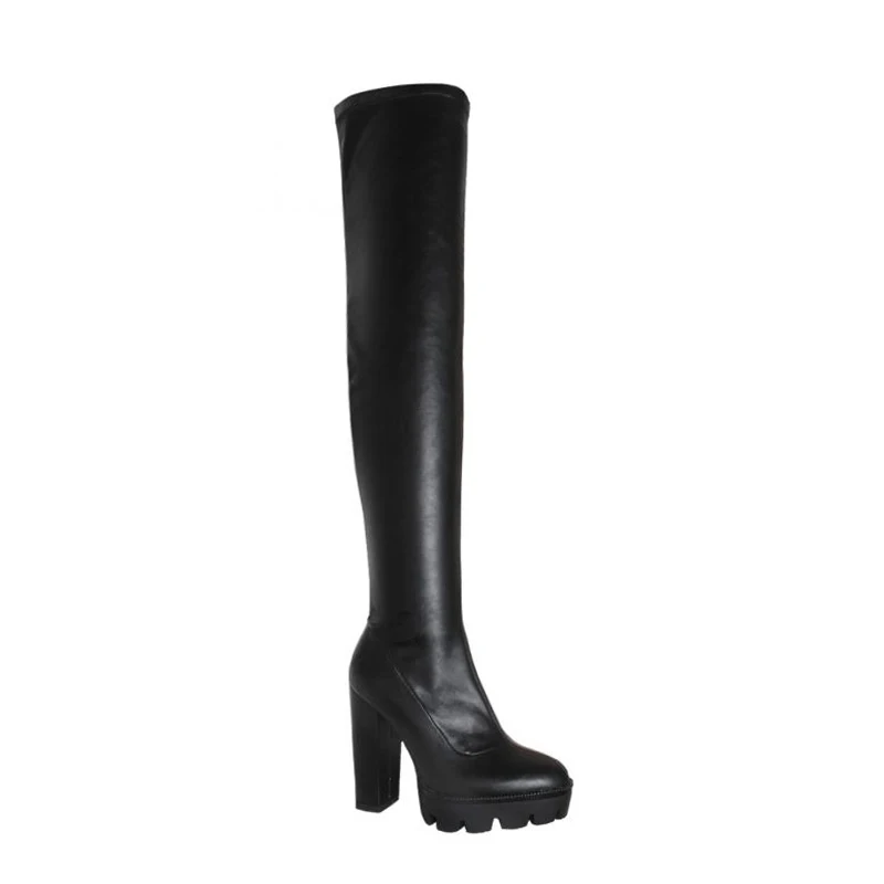 Spring New Flock Leather Women Over The Knee Boots Sexy 12cm High Heels Autumn Woman Shoes Winter Women Boots Size 36-41 - Цвет: PU