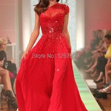 Миранда Керр одно плечо блесток и Бисероплетение шифон Красный селебрити вечернее платье на заказ