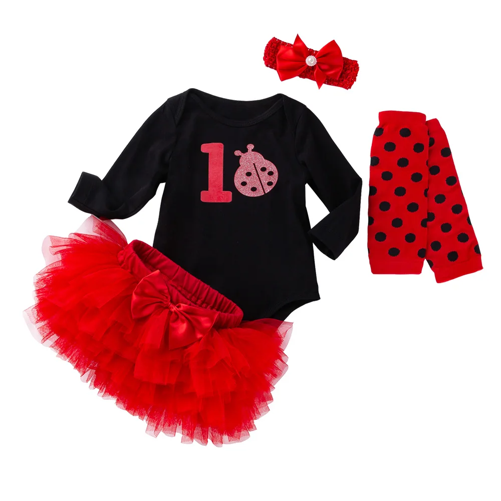 

Fashion Children's Clothing Cartoon Cotton Baby Suit Long sleeve 4Pcs Newborn Baby Girl Clothes Print Cotton Roupa Menina