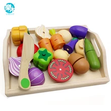 Logwood Baby Wooden toys Pretend Play kitchen toys cutting Fruit and Vegetable education food toys for kid Mother garden childre