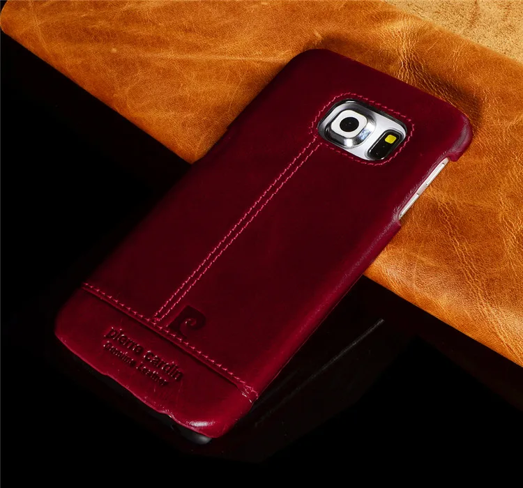 Чехол Pierre Cardin для samsung Galaxy S7/S6/S6 edge/S6 Edge Plus, Прошитый, из натуральной кожи, тонкий, жесткий, задняя крышка, чехол для телефона s - Цвет: red