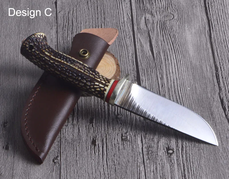 Тактический нож, нож для выживания, нож для охоты на открытом воздухе, фиксированный нож 7Cr17Mov, лезвие, анти-олень, рог, ручка, походные ножи, 3 дизайна