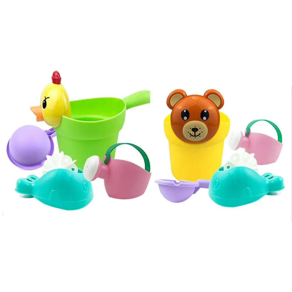 Baby Bath Toy Summer Bathroom Beach Water Toys Shampoo Cup Shower Baby Watering Cans 4PCS/Set Soft Rubber Beach Toys In Stock