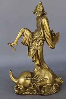 

Chinese Fengshui Copper Taoism Mad Monk Jigong Wine Buddha Gourd Statue