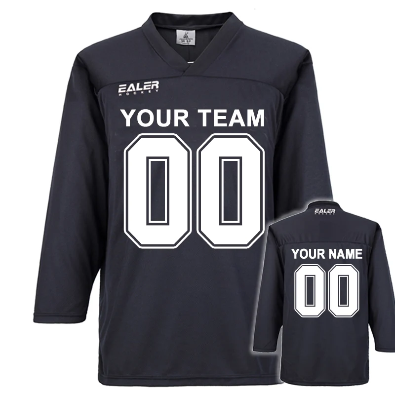 Black Hockey Training Jersey Ice Hockey Shirt Customize with Your Name & Number 