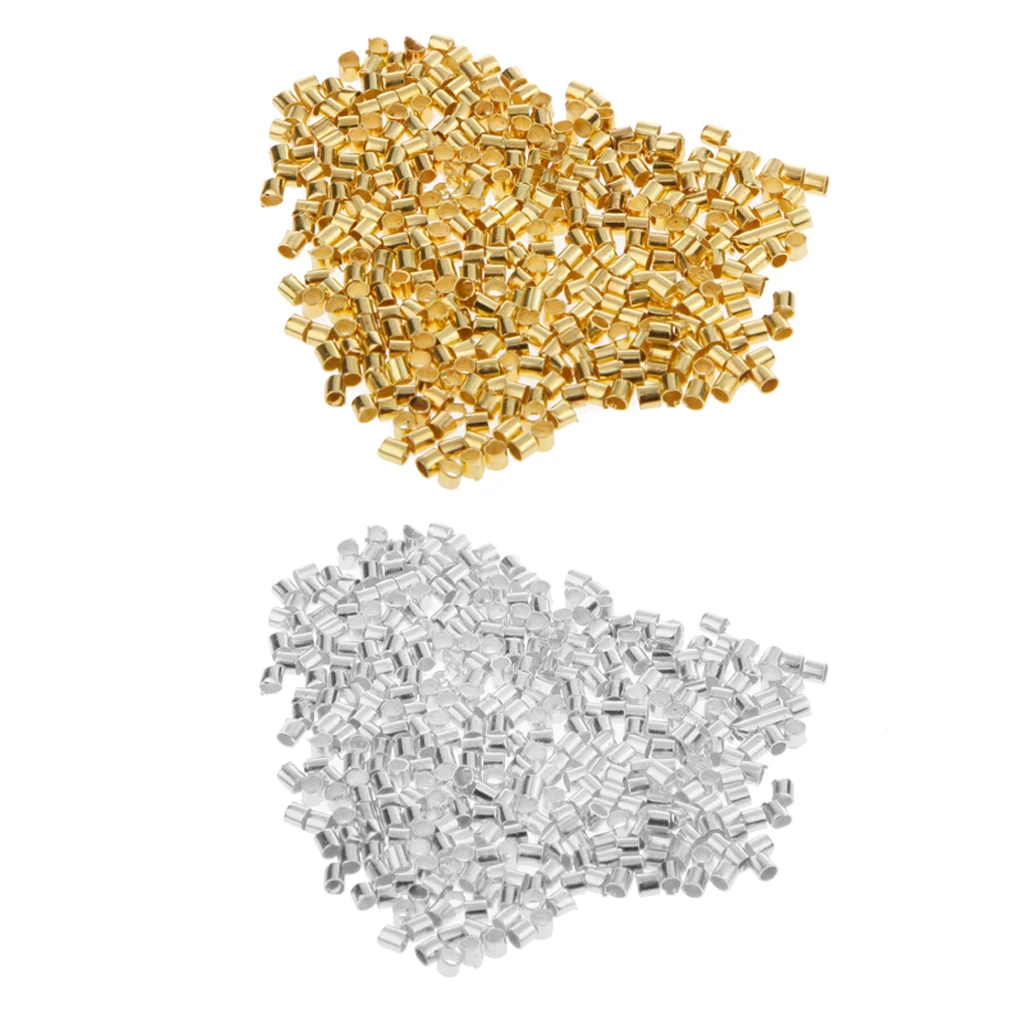 Lot 1200pcs 1.5mm Tube Crimp End Spacer Beads Cord Jewelry Finding DIY