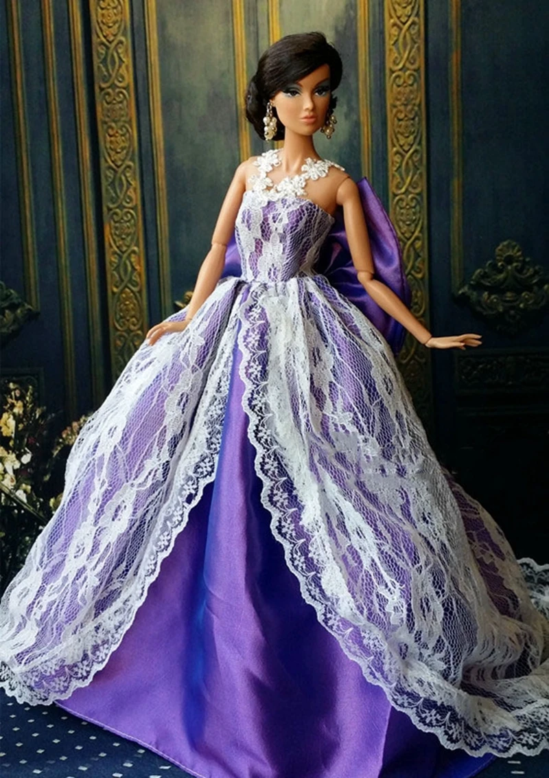 fitted lace wedding dress Doll Dress Purple Amulet Princess – Little Adventures main image 1