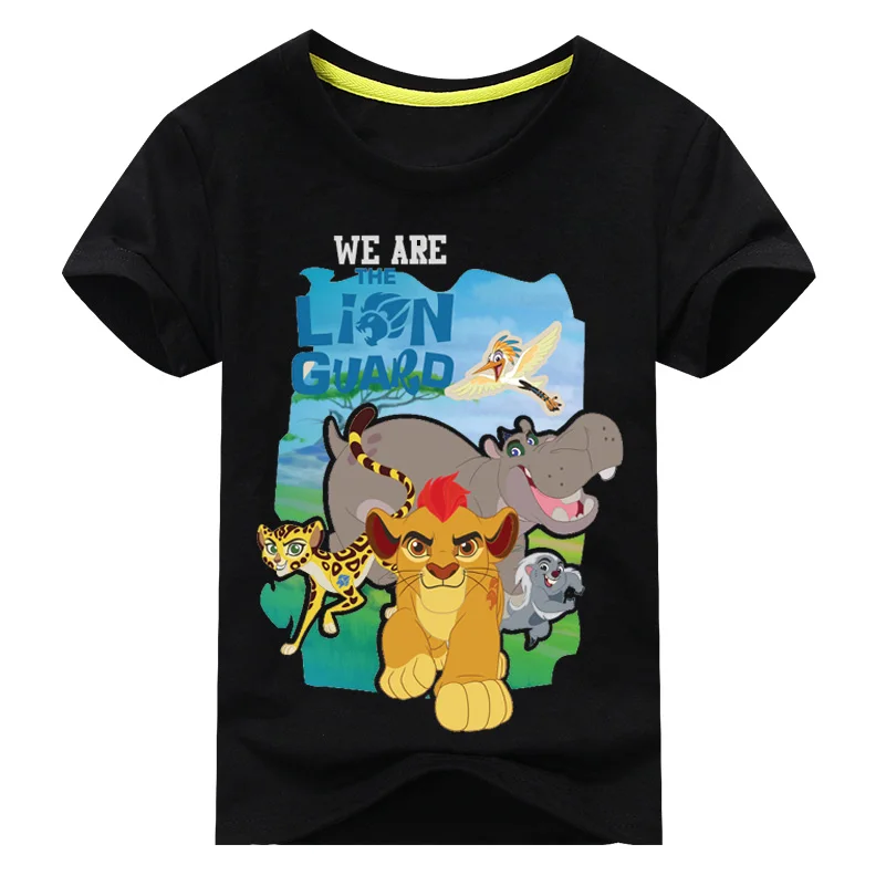Новые футболки с короткими рукавами и принтом Симбы для мальчиков и девочек Детские футболки из хлопка с принтом льва, топы, одежда для детей TP024 - Цвет: Type1 Black