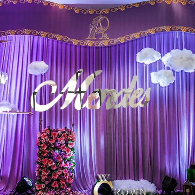 Custom Name Sign Baby Shower Decorations Personalized Mirror Silver