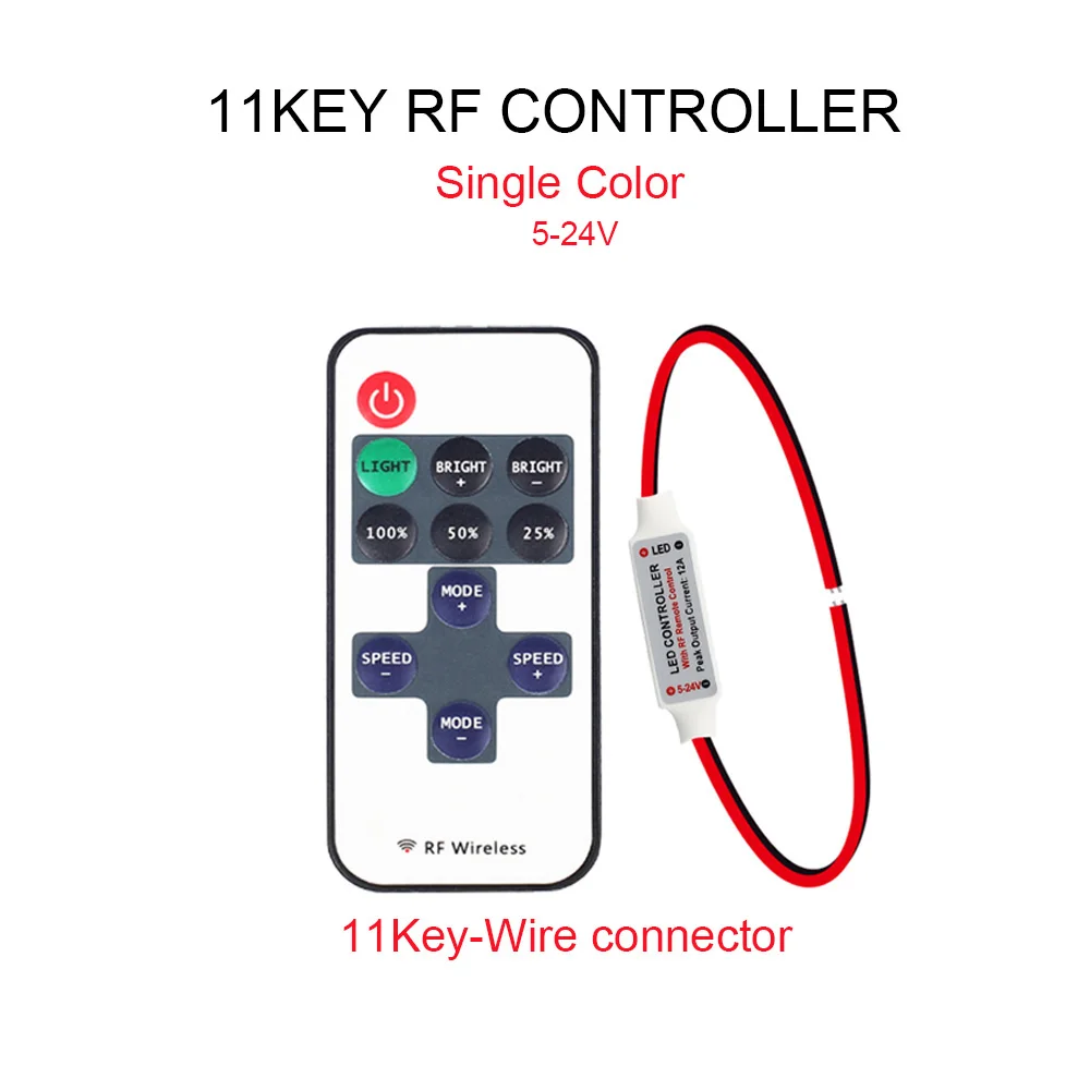 DC 12 в-24 в светодиодный контроллер мини 24 клавиши 40 клавиш ИК-пульт RGB RGBW контроллер 11 клавиш 17 клавиш для RGB 3528 5050 3528 2835 Светодиодная лента - Цвет: 11Key-Wire