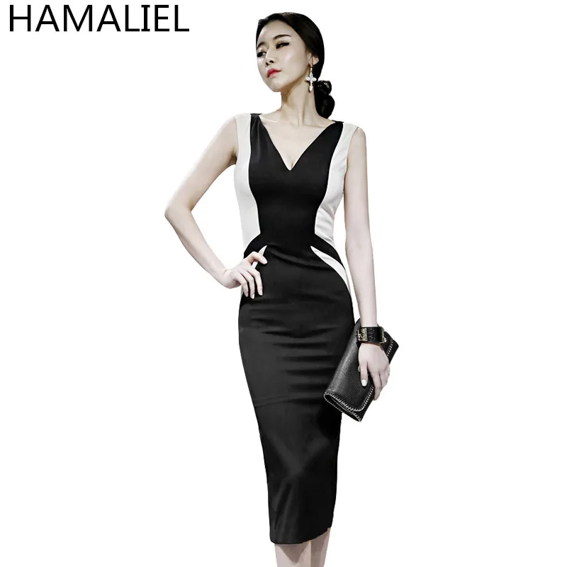 HAMALIEL-New-Summer-Korean-Sheath-Pencil-Office-OL-Dress-Women-Formal ...