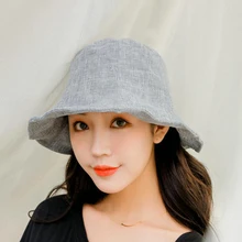 Fashion Foldable Fisherman Cap For Women Hip Hop Bucket Hat Cotton Linen Adult High Street Fishing Cap Outdoor Embroidery Cap