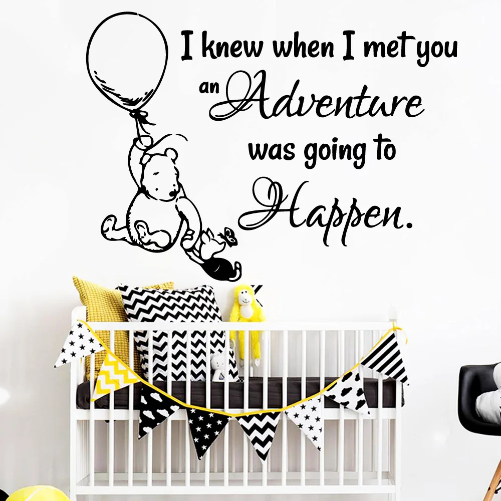 

Drop Shipping Winnie Adventure Self Adhesive Vinyl Waterproof Wall Art Decal Decor Living Room Bedroom Wall Decoration Murals