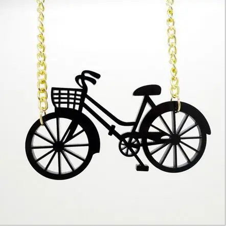 

Punk hip hop black acrylic bike pendant necklace for men unisex personality big bicycle necklace new fashion jewelry