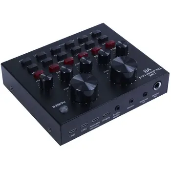 

V8 Sound Card Audio Interface External Usb Live Broadcast Microphone Sound Card For Computer Pc Mobile Phones Singing And Reco
