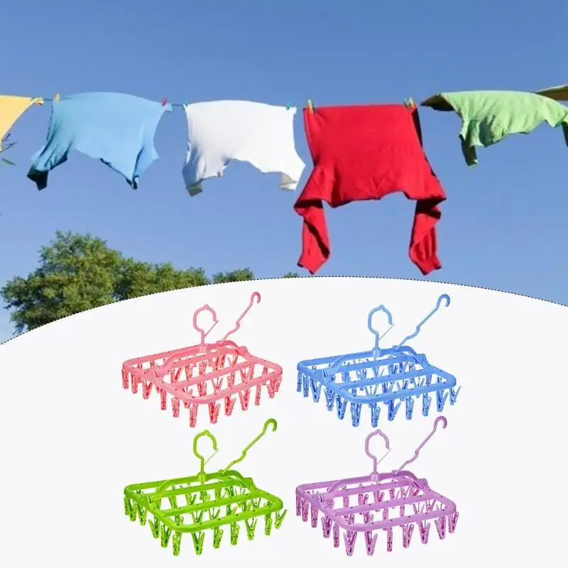 

32 Clip Multi-function Side Hanging Portable Drying Rack Drying Rack Socks Rack Wardrobe Storage Cloth Clothespin