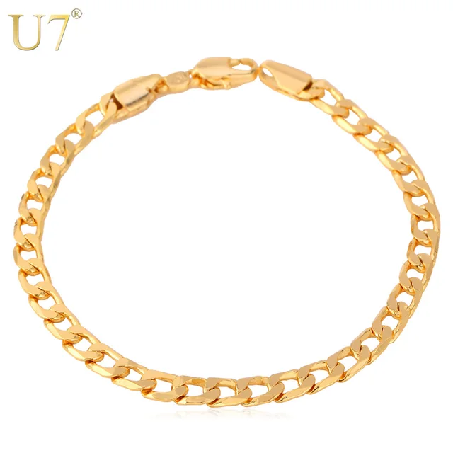 Aliexpress U7 Gold Color Link Chain Bracelet Hip Hop U7 Gold Color Link Chain Bracelet Hip Hop Jewelry Whole 21cm Cuban Bracelets For