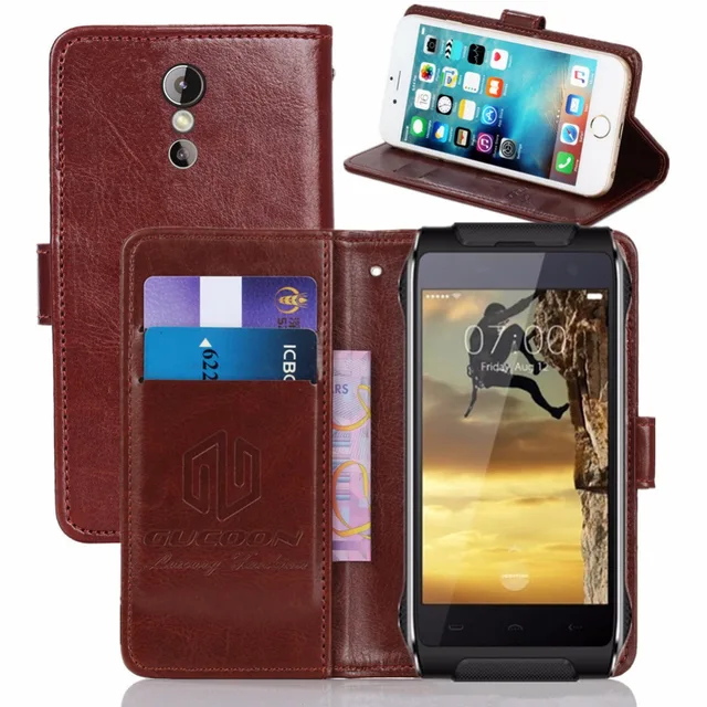 Best Offers GUCOON Vintage Wallet Case for Homtom HT20 Pro 4.7" PU Leather Retro Flip Cover Magnetic Fashion Cases Kickstand Strap