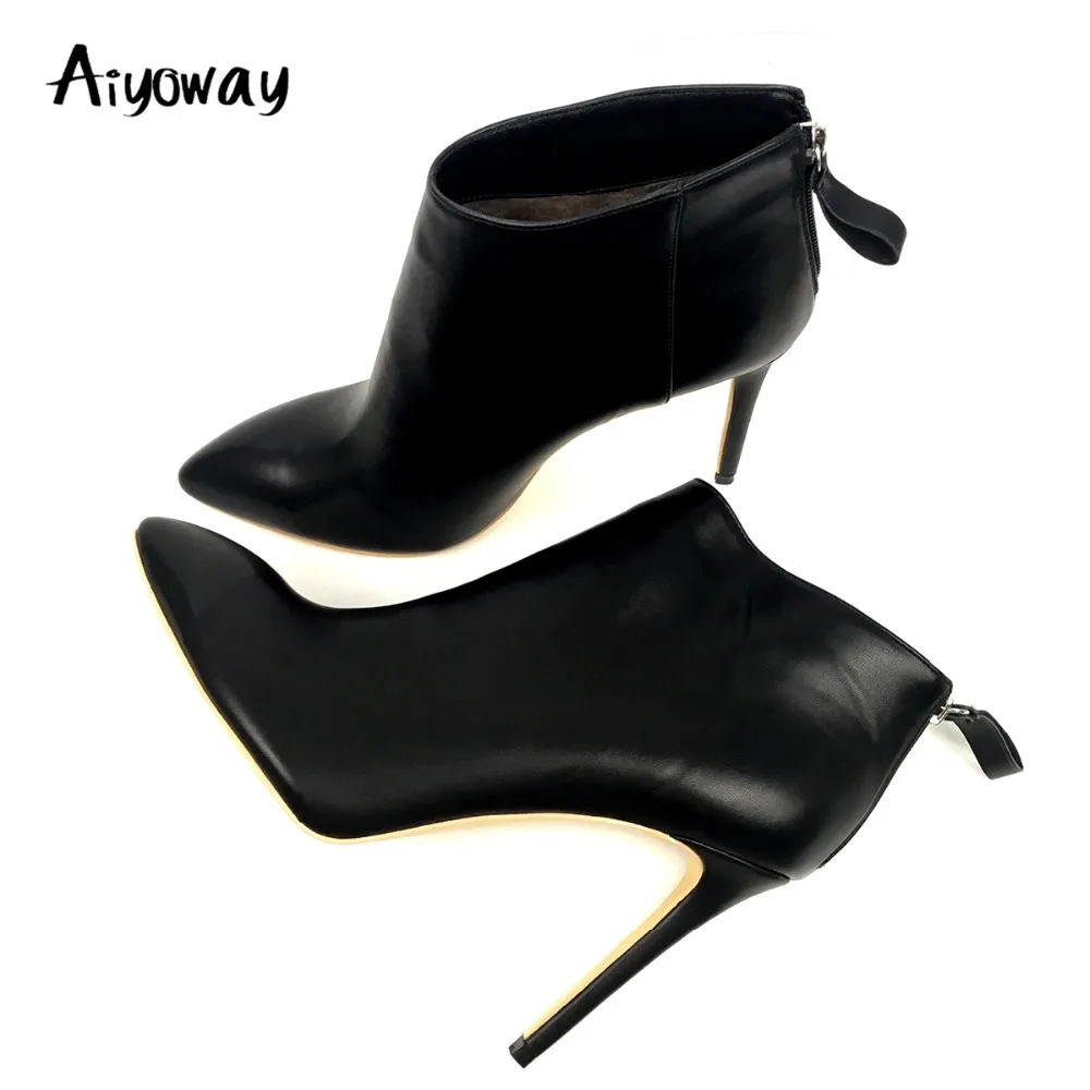 Aiyoway ~ Dames Talon Robe 5 Chaussons Bottes 13 Femmes Sexy Automne Nous Taille Parti Cheville Pointu Haut Noir Hiver Zip Retour Bout qRwEqX7r