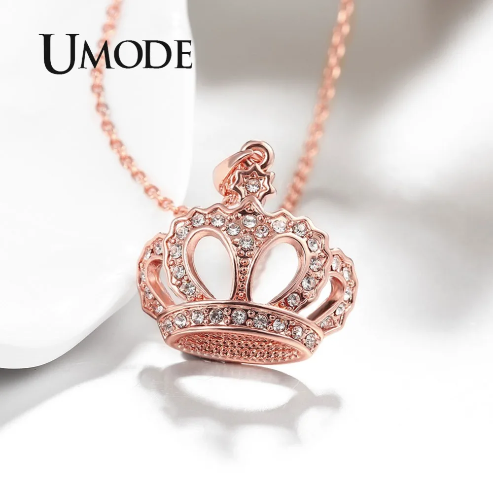 Модные женские ожерелья UMODE с короной подвески Женские Ювелирные изделия