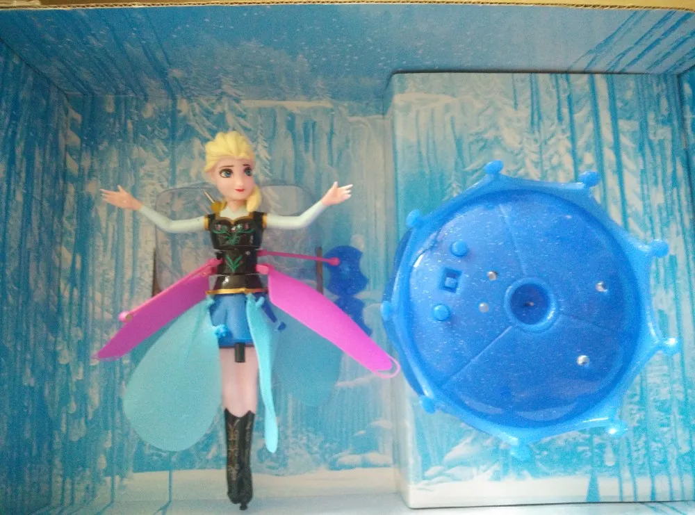 Free Shipping Blue Flying Fairy Elsa Doll Toys Infrared Induction Control Dolls