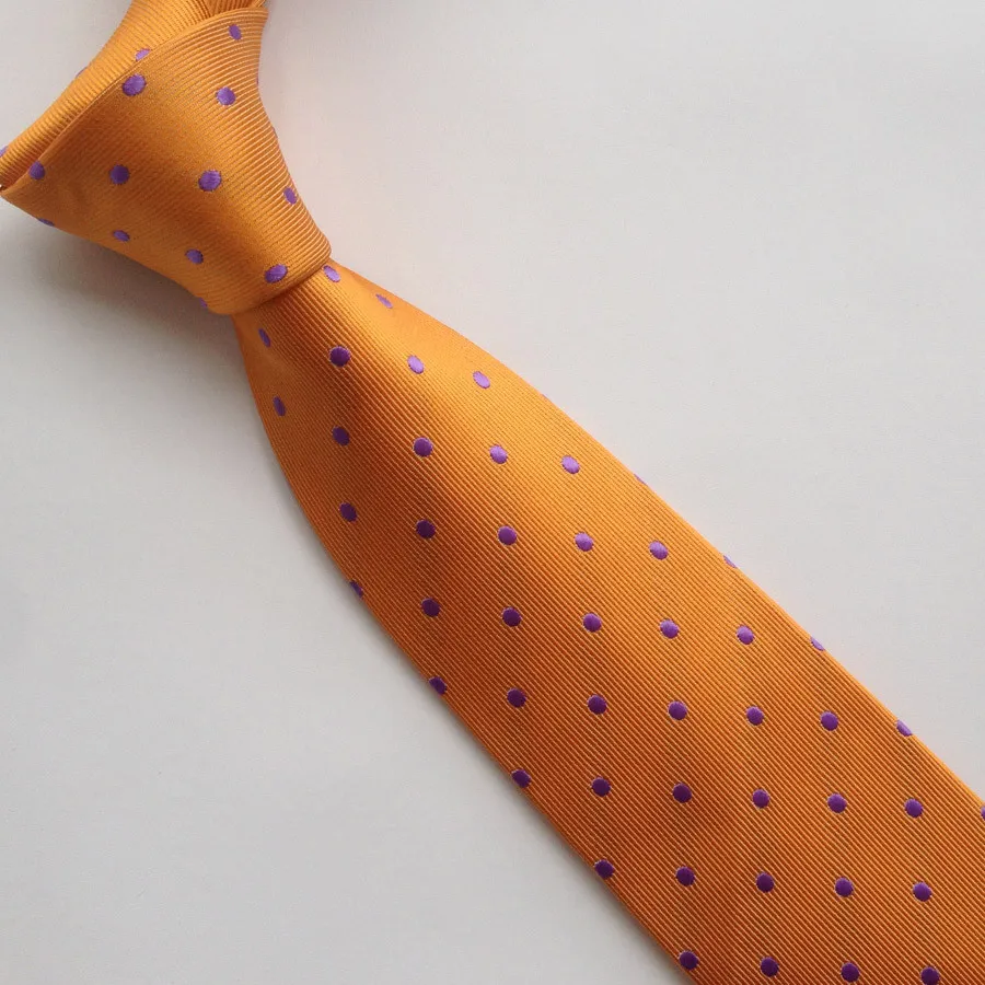 Дизайнерский набор галстуков 8 см Галстук Оранжевый в фиолетовый горошек Gravata с тканым карманом ручной работы квадратный