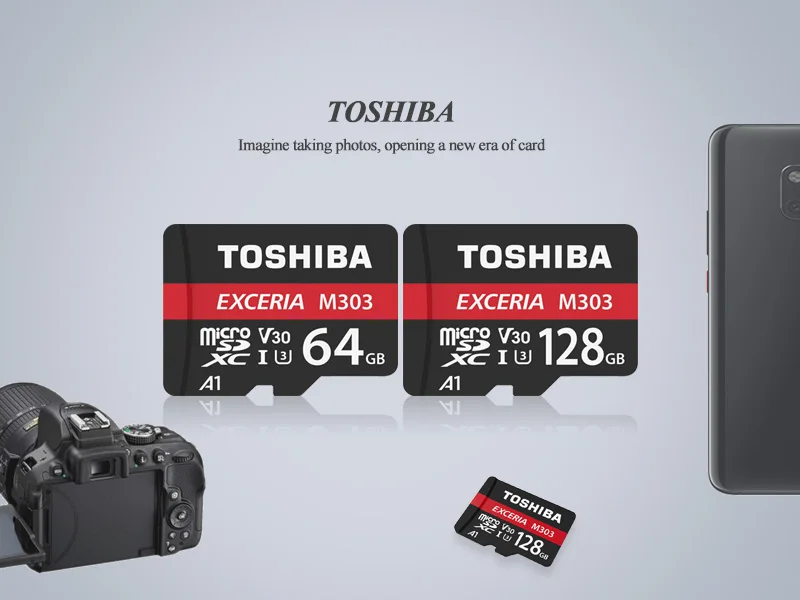 TOSHIBA EXCERIA M303 слот для карт памяти 128 Гб 64 Гб MicroSDXC макс до 98 МБ/с. микро SD карты SDHC-I 16G U3 V30 TF карта для Full HD видео в формате 4K