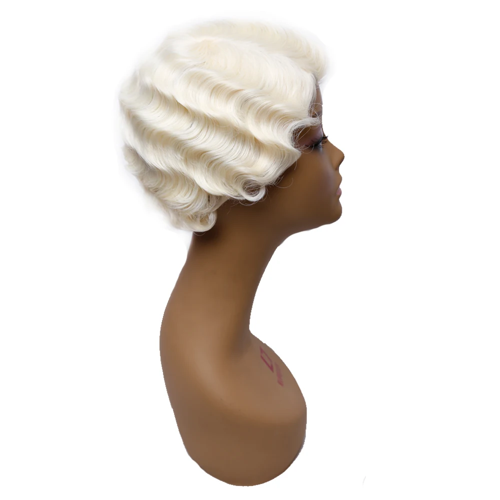 Амир палец волны парик синтетические волосы термостойкие короткие парики для афро-американских женщин косплей парик