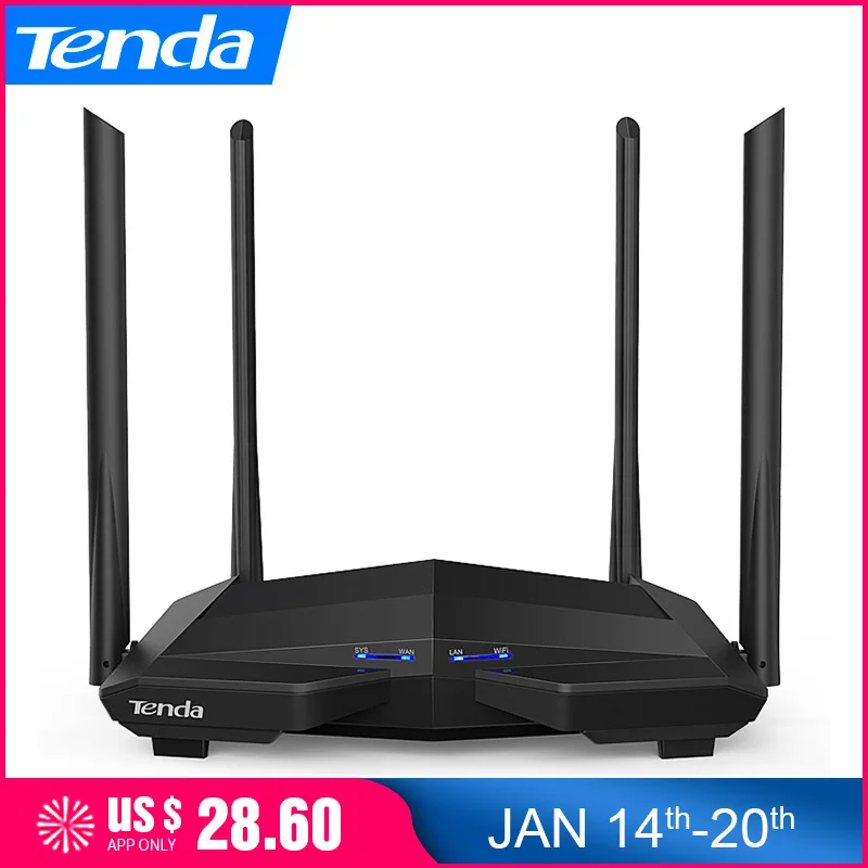Tenda AC10 1200 Мбит/с умный беспроводной Wi Fi маршрутизатор 1 ГГц процессор 1WAN + 3LAN
