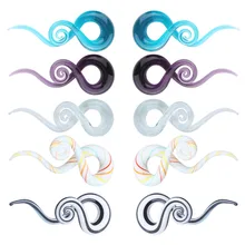 Продукт, стеклянные спиральные конусные пробки для ушей ручной работы, сережки, расширитель, растягиватель, пробки, туннель, пирсинг, ювелирные изделия