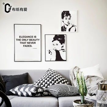 

Elegance Black and white quote prints motivational poster Audrey Hepburn wall pictures for living room No Frame