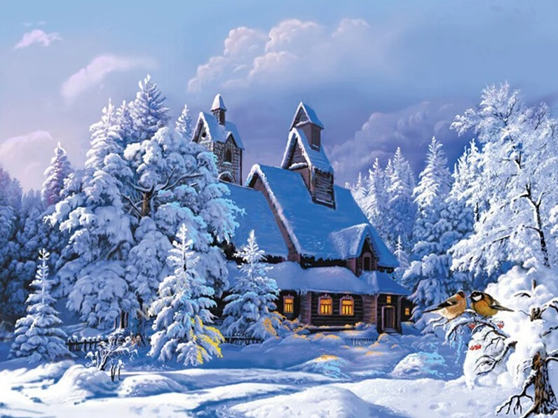 

DRAWJOY Snow Landscape Framed Pictures DIY Painting By Numbers Wall Art Acrylic Painting On Canvas and Painted Home Decor