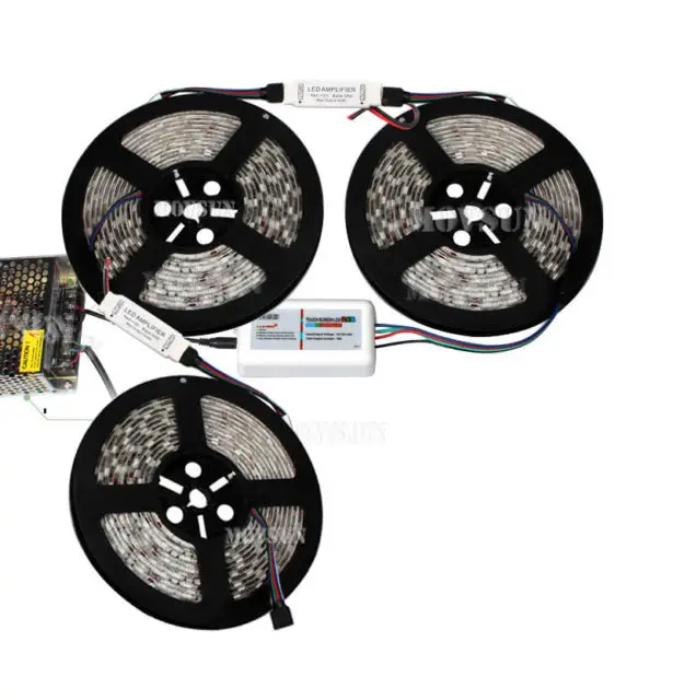  20m 15m 10m 5m 24V RGB LED Strip 5050 Waterproof Full kit + RF Touch Remote + Power adapter + Ampli - 32646873978