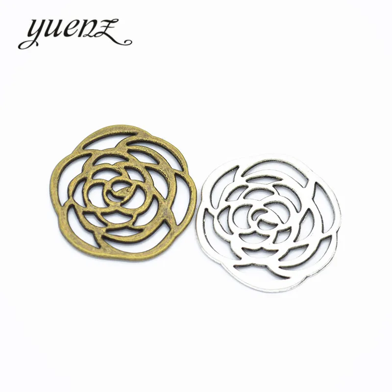 

YuenZ 5pcs charms metal rose flower pendants jewelryl making 30*30mm Q197