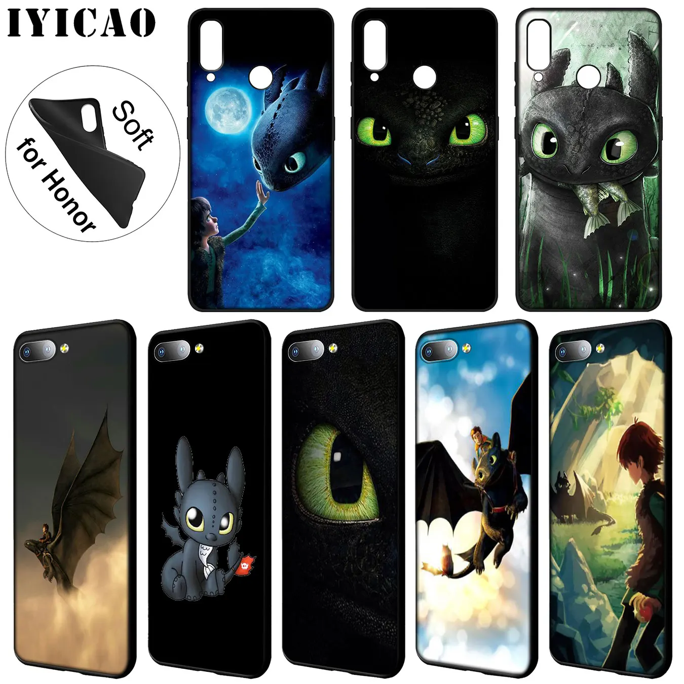 IYICAO Беззубик Как приручить дракона мягкий чехол для Huawei Y9 Y7 Y6 Prime 2019 Honor 20 8C 8X 8 9 9X 10