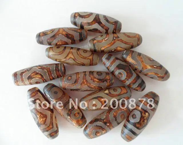 티베트어 3 눈 Dzi 비즈 30mm 천연 마노 앤틱 Dzi 루즈 비즈, 20 개