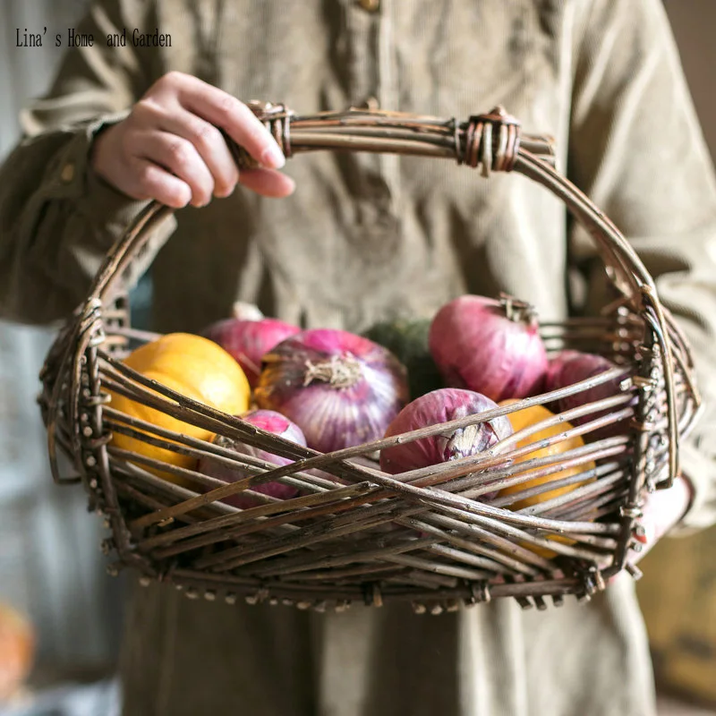 

handmade natural decorative storage wicker baskets with handle