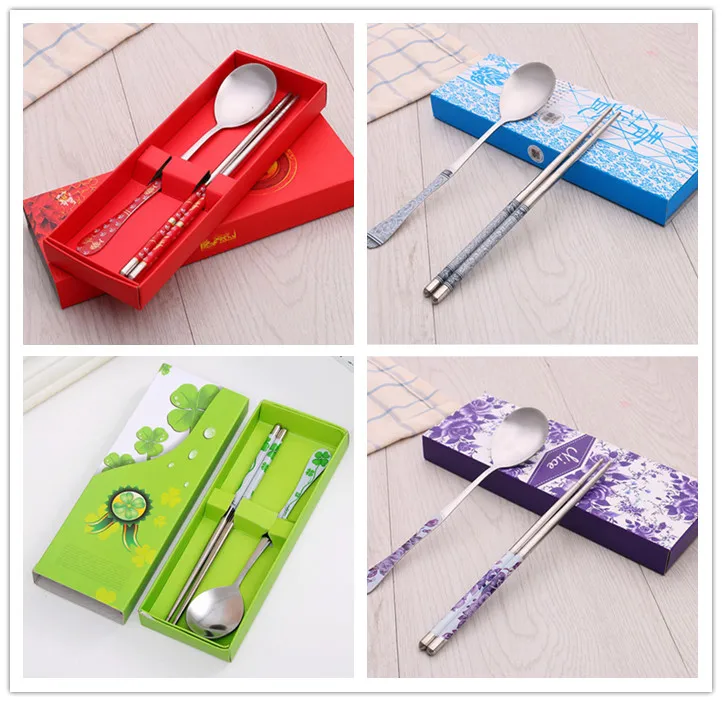 

Creative Stainless Steel Korean Chopsticks Spoon Personalized Laser Engraving Patterns Sticks Cartoon Children Gift