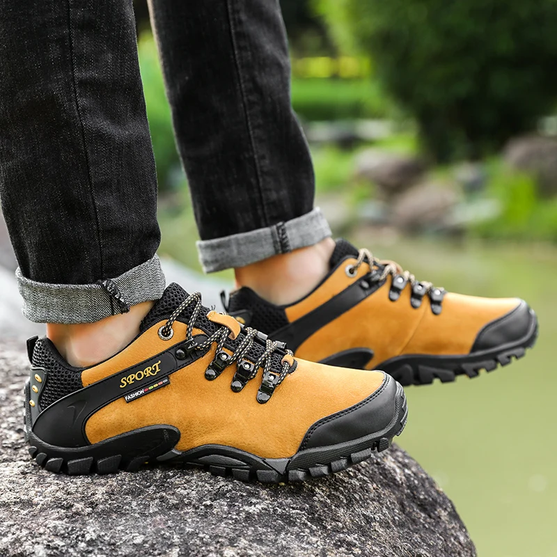 Мужская Удобная водостойкая мягкая уличная походная обувь кожаная обувь уличные альпинистские кроссовки Треккинг тропа мужская обувь