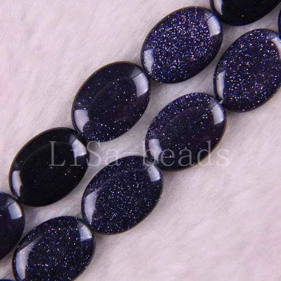 

Free Shipping New without tags Fashion Jewelry Oval 13x18MM Blue Sandstone Loose Beads Strand 15" RA422