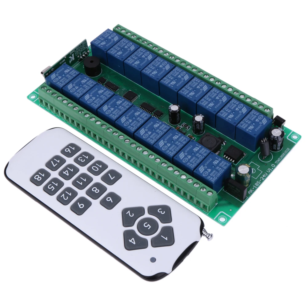 

315/433MHz Wide voltage DC 12-24V learning type 18 remote control switch AK-18S-24 v1.0, RF Relay Remote Controller