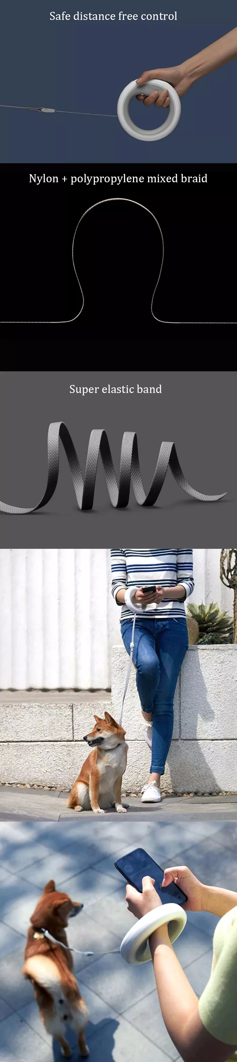 Xiaomi Moestar, выдвижной поводок для собак, кольцо со светодиодным ...