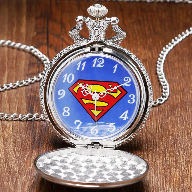 Fashion Silver & Golden Superman Pocket Watch Men Boy Watches Gift High Quality Fashion Silver & Golden Superman Pocket Watch Men Boy Watches Gift High Quality