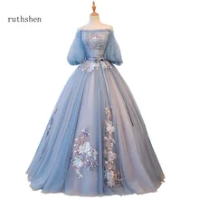 Ruthshen последние сексуальные платья для выпускного вечера с вырезом лодочкой с открытыми плечами вечерние платья с длиной до пола элегантное ТРАПЕЦИЕВИДНОЕ официальное вечернее платье