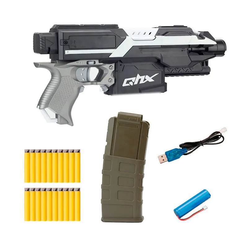 Электрический взрыв игрушечный пистолет с мягкими пулями непрерывно пусковая игрушка оружие для коллекции на открытом воздухе CS Fighting - Цвет: Black