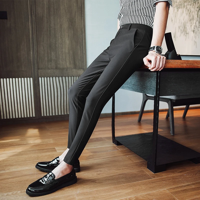 18 New Nine Feet Slim Business Casual Trousers Personality Fashion Classic Simple Tide Male Popular Youth Nightclub Hair Stylist