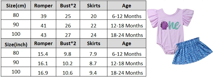 Боди с ракушкой для маленьких девочек, 2 предмета, 6 мес.-24 мес., юбки с рыбками, комплекты одежды летний комплект