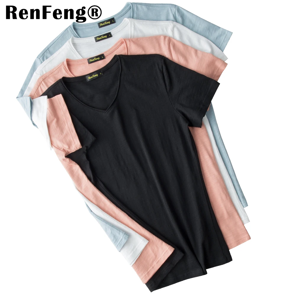 2018 Autumn and Summer man T-shirt fashion Short sleeved casual V-neck t shirt M-3XL Brand Bamboo cotton Solid color t shirt New (1)