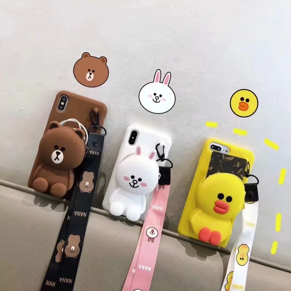 

For Samsung Galaxy S8 S9 S10 PLUS Note 8 9 10 PRO Cute 3D Wallet Silicone Cases For iPhone 11 PRO MAX X XR XS Max 8 7 6 6S Plus
